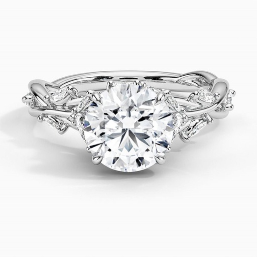 Fancy Round Cut Engagement Ring for Women, White Gold Wedding Ring 