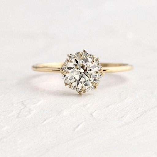 Round Lab Created Diamond Halo Engagement Ring, Certified Lab Grown Diamond Ring for Her,Solid Gold Propose Ring,Diamond Wedding Ring