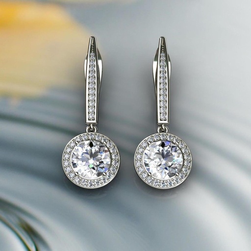 Round Cut Diamond Drop/Dangle Earrings for Women