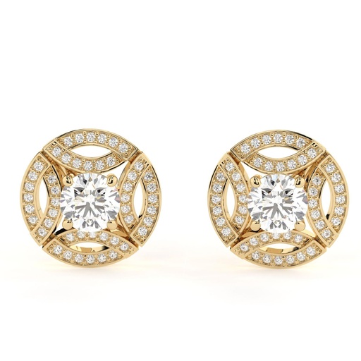 Round Cut Diamond Unique Style Stud Earrings For Women
