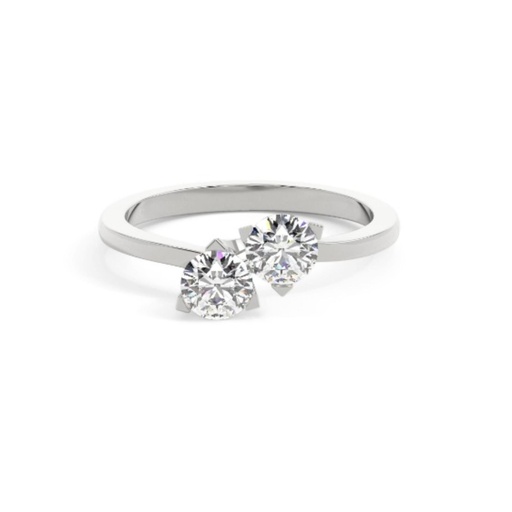 Round Cut 2 Stone Engagement Ring
