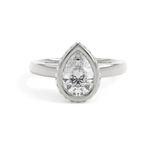 Pear Cut Hidden Halo Engagement Ring