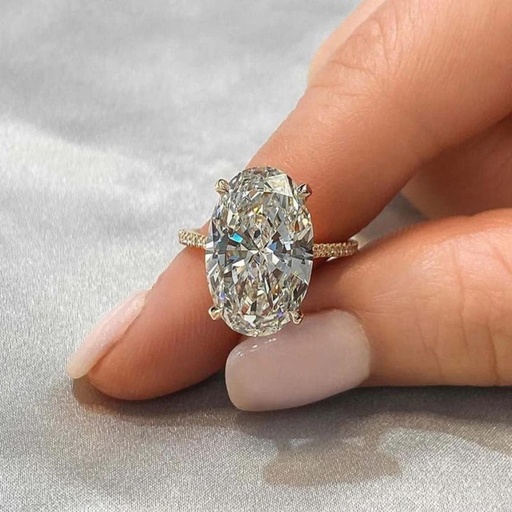 Oval Cut Hidden Halo Engagement Ring for Women