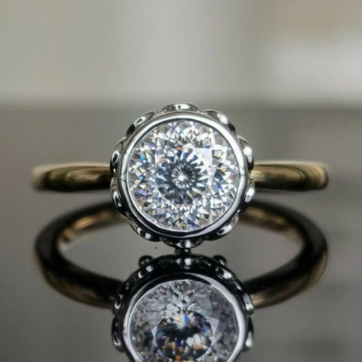  Round Portuguese Cut Unique Engagement Ring for Women