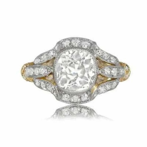 Antique Vintage Art Deco Ring, Wedding Ring, Bezel Set Ring, 2TCW Old Mine Cushion Cut Diamond Engagement Ring, 925 Sterling Silver Ring