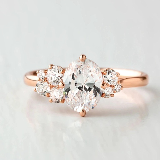 Oval Cut Moissanite Bridal Set Ring, Vintage Unique Engagement Ring, 18K Solid Rose Gold Anniversary Ring, Promise Ring, Statement Ring