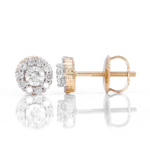  Round Diamond Flower Design Stud Earrings 