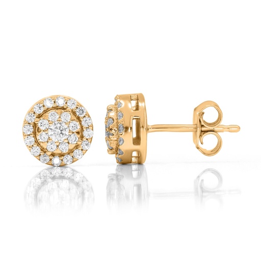  Round Diamond Sunflower Design Stud Earrings 