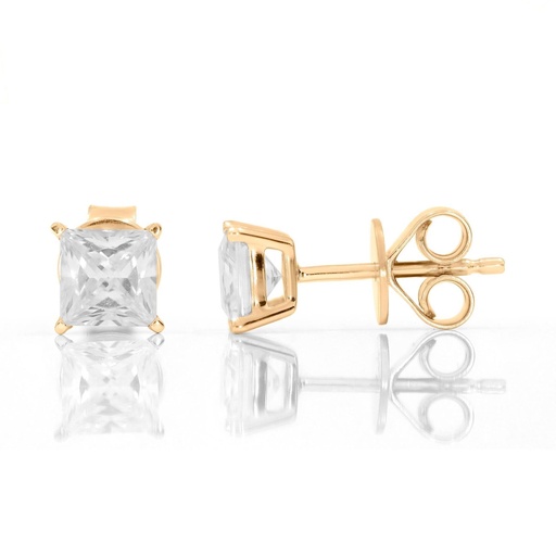 Single Princess Cut Diamond Stud Earrings