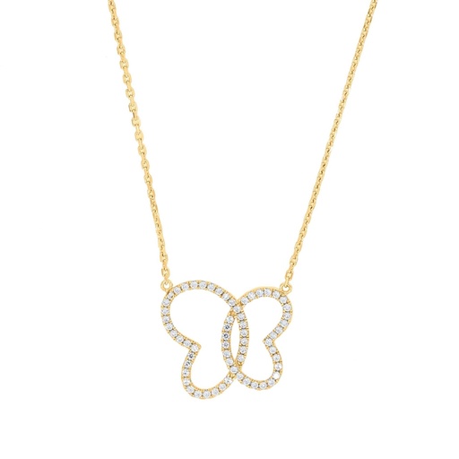 Round Diamond Butterfly Design Pendant For Women