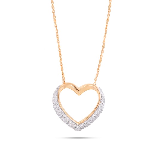  Round Diamond Heart Design Pendant For Women