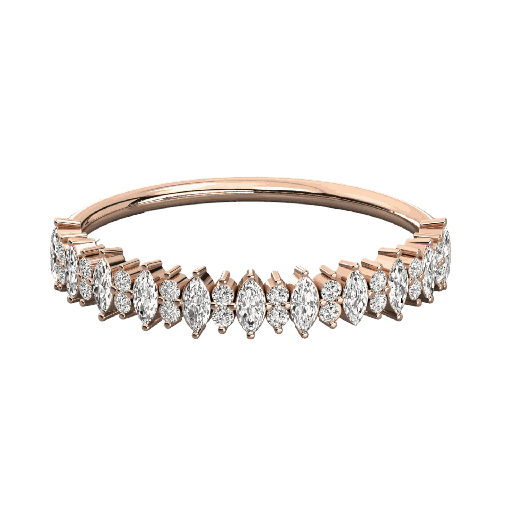  Round And Marquise Diamond Designer Wedding Band For Women