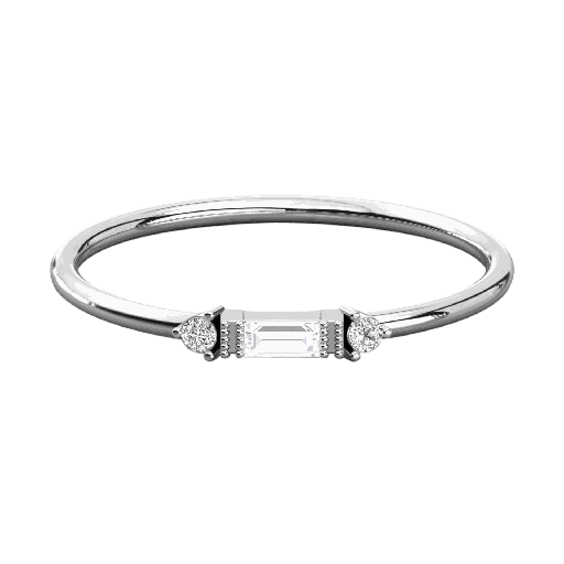  Round And Baguette Cut Diamond 3 Stone Engagement Ring For Her