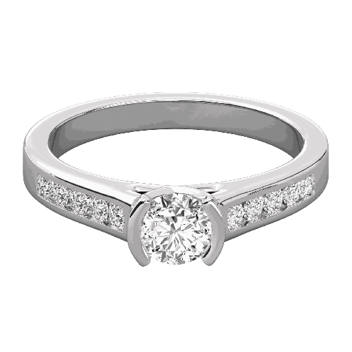  Round Diamond half Round Colet Designer Solitaire Ring For Her