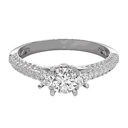  Round Diamond 3 Stone Wedding Band