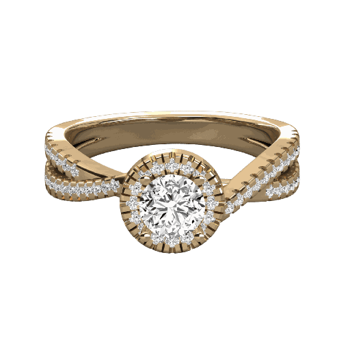  Round Diamond Solitaire Halo Wedding Band