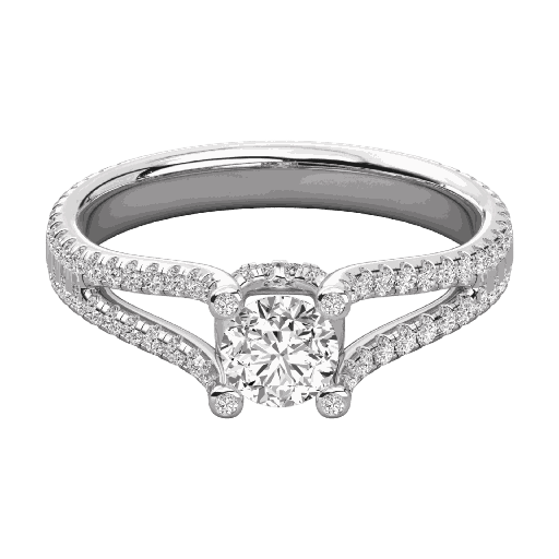  Round Diamond Two Devide Shank Prong Set Solitaire Ring 