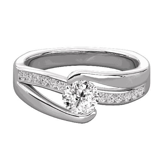  Round Diamond Devide Shank Prong Set Solitaire Ring 