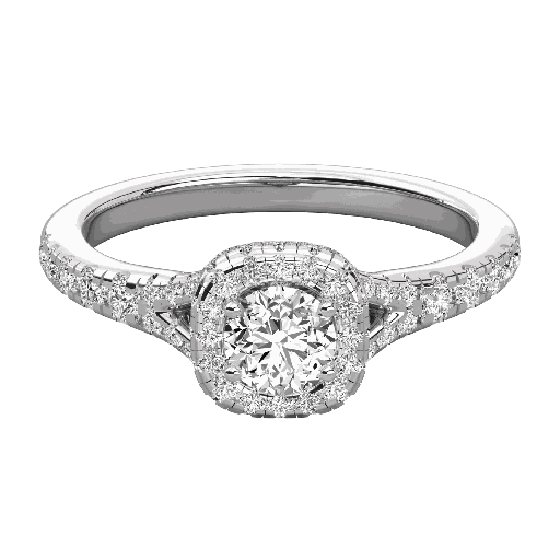  Round Diamond Micro Prong Set Round Halo Engagement Ring 