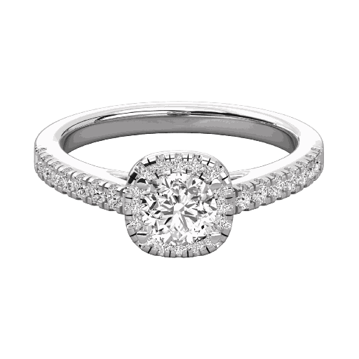  Round Diamond Halo Engagement Ring 