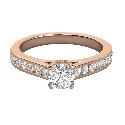  Round Cut Diamond Channel Engagement Ring for Her