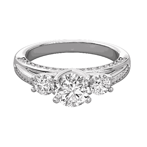 Round Cut Diamond 3 Stone Engagement Ring 