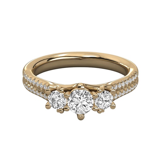 Round Cut Diamond 3 Stone Wedding Band 