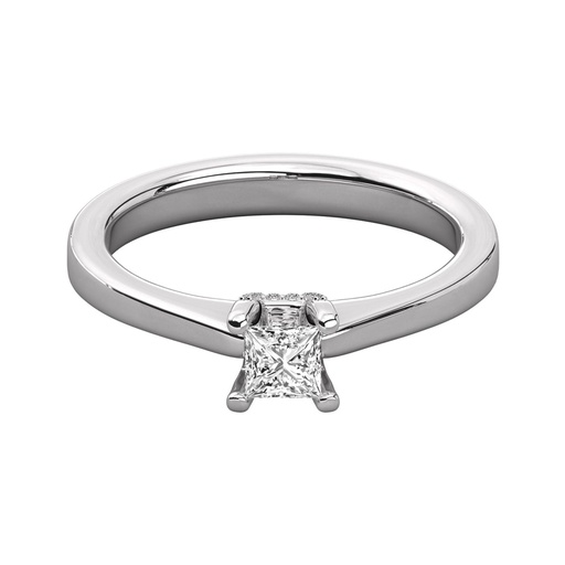 Princess Cut Diamond And Round Diamond Solitaire Ring 