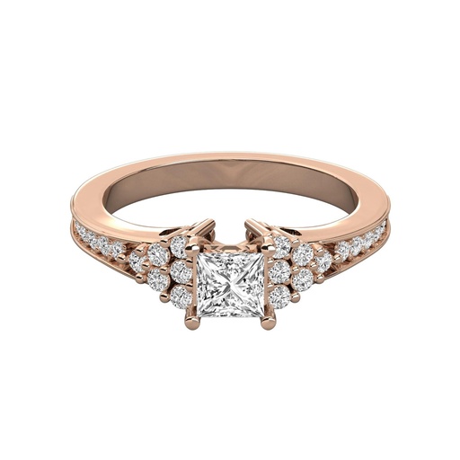 Princess Cut And Round Diamond Engagement Ring