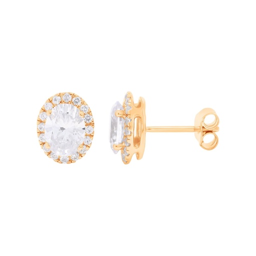  Oval Cut Diamond Revelation Halo Stud Earring 
