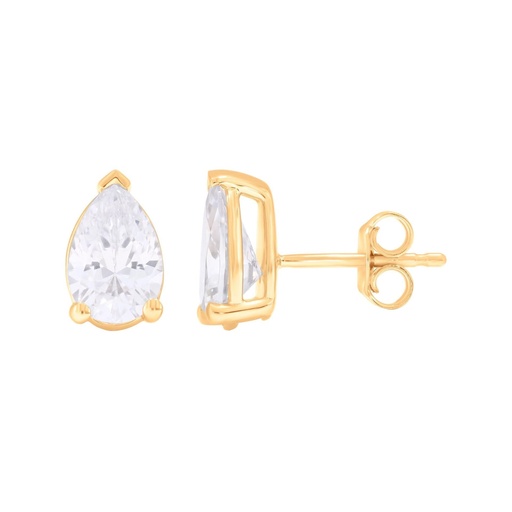  Pear Cut Diamond With Pushback Stud Earrings 