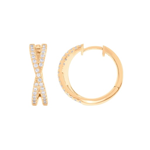  Round Diamond Cross Shape Hoop Earring