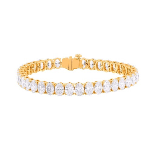 Oval Diamond Single Line Prong Set Tennis Bracelet 