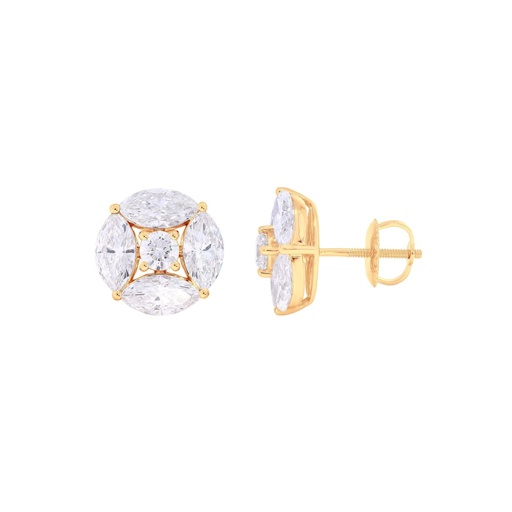 Marquise Cut & Round Diamond Halo Stud Earring For Her