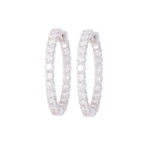 Inside-Out Round Diamond Hinged Huggie Hoop Earring 