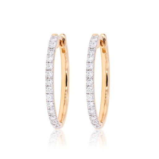 Round Diamond Hinged Huggie Hoop Earring