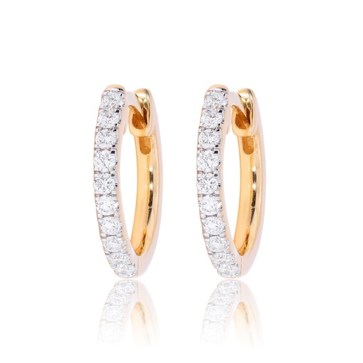 Round Diamond Hinged Huggie Hoop Earring 