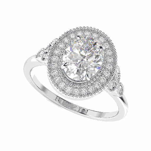 Oval Diamond Halo Style Engagement Ring for Her