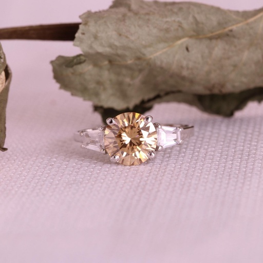 Round Diamond Three Stone Engagement Ring for Her