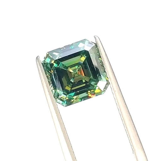 Loose Moissanite Light Green Clean Asscher Cut 5.50 MM