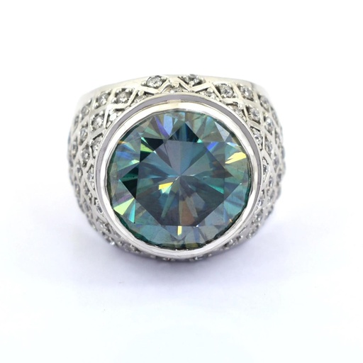 Stunning Blue Moissanite Diamond Heavy Men's Ring, 925 Silver Ring With Bezel Style, Amazing Shine, Perfect Gift For Husband