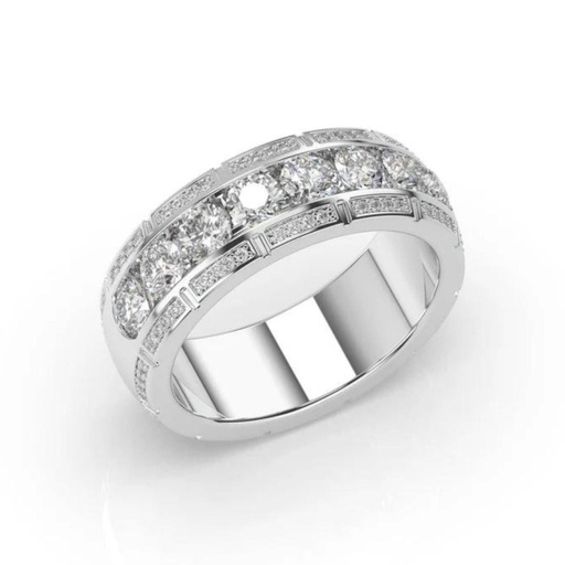  Round Moissanite Men's Wedding Band In White Gold