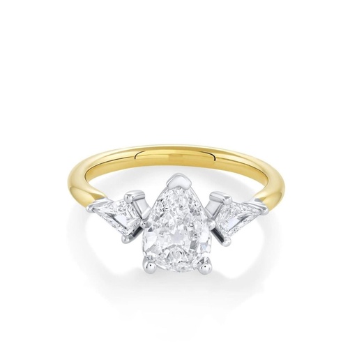 Pear & Kite Shape Moissanite Three Stone Ring 