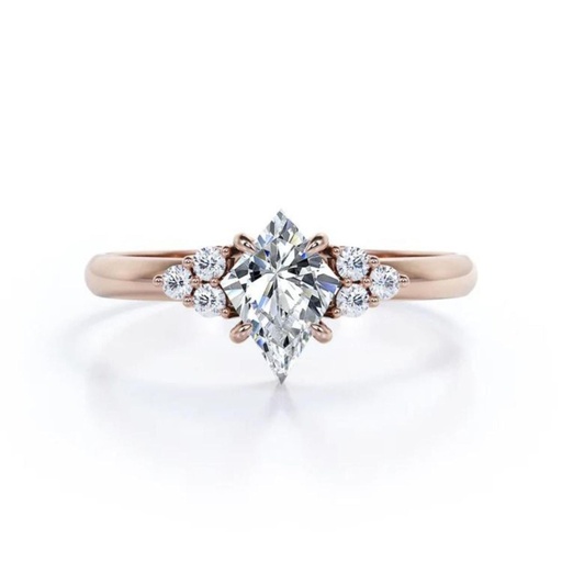  Kite Cut Moissanite Cluster Engagement Ring 