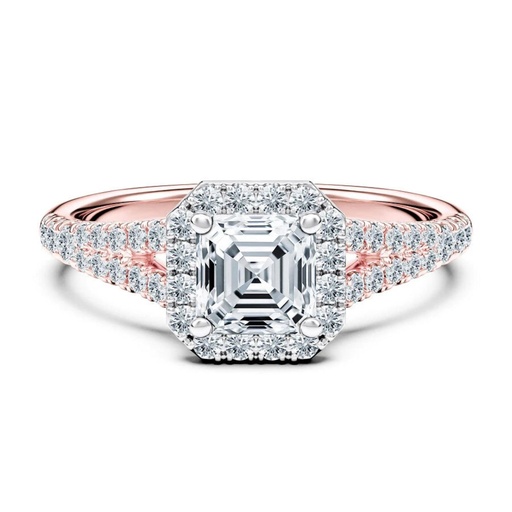 Asscher Cut Split Shank Moissanite Ring 