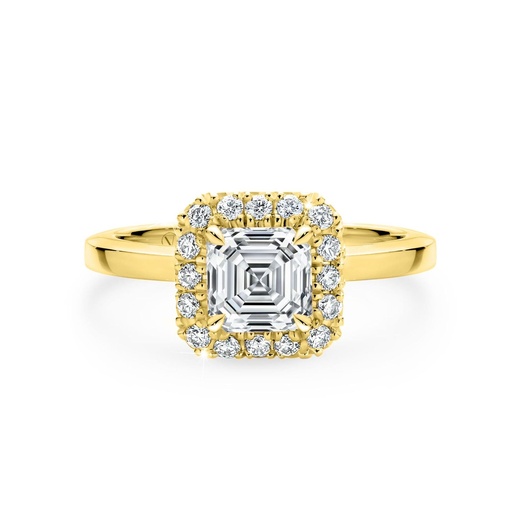 1.50 Carat Asscher Cut Halo Moissanite Engagement Ring in White Gold