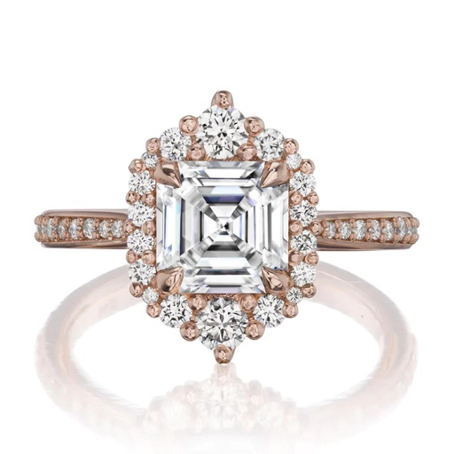 Asscher Cut Vintage Halo Engagement Ring For Women