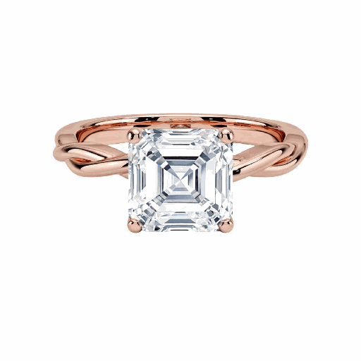  Asscher Cut Twisted Engagement Ring For Women