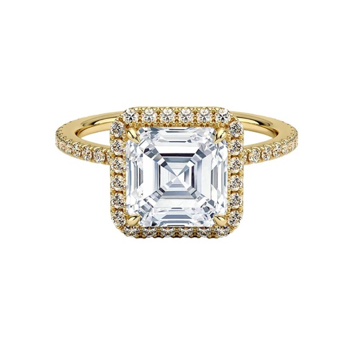  Asscher Cut Hidden Halo Engagement Ring For Women