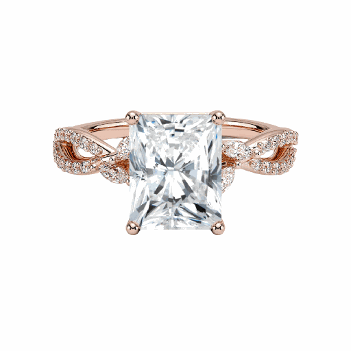  Radiant Cut Diamond Twisted Engagement Ring For Women